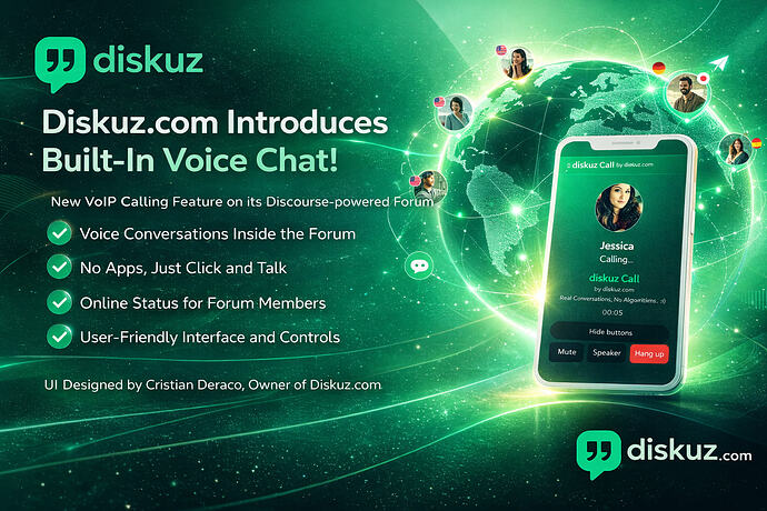 diskuz.com Adds Built-In Voice Chat New VoIP Calling Feature on Its Discourse-Powered Forum
